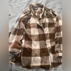 PACSUN Men’s Brown Plaid Shirt Size XL
